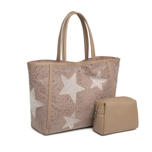 【ショップチャンネルOA商品】星柄ラインストーントートバッグポーチセット 17-0998